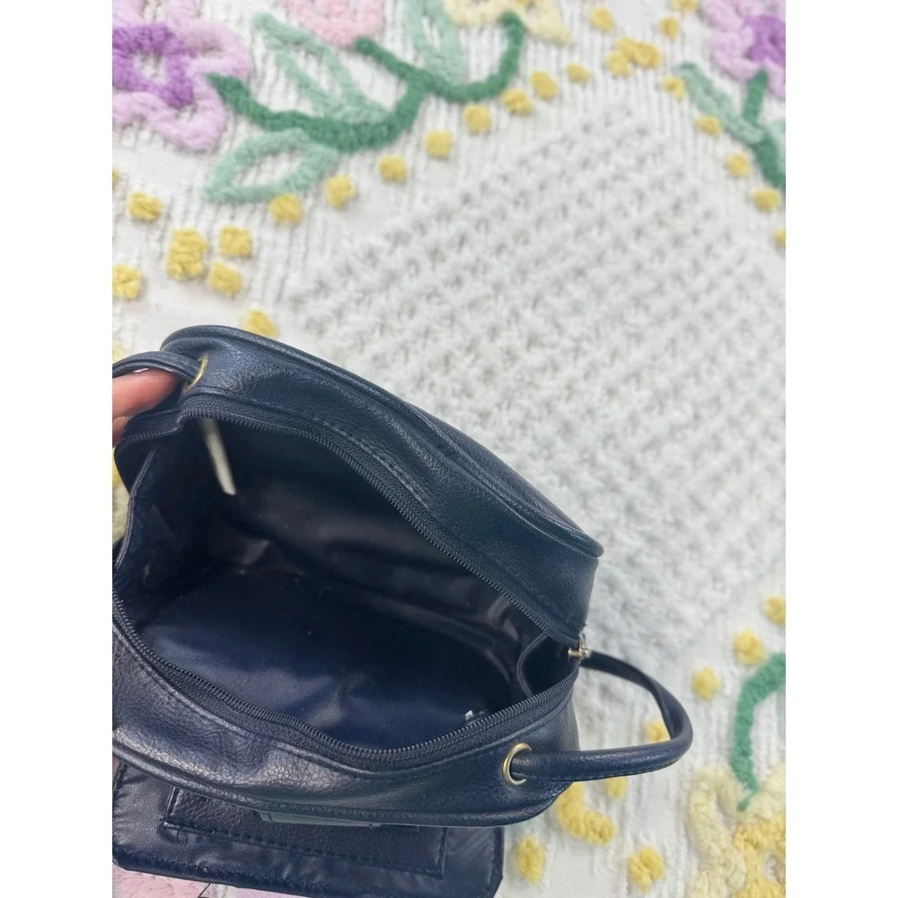 Sarne Black Quilted Embossed Leather‎ Mini Shoulder Bag with Mirror